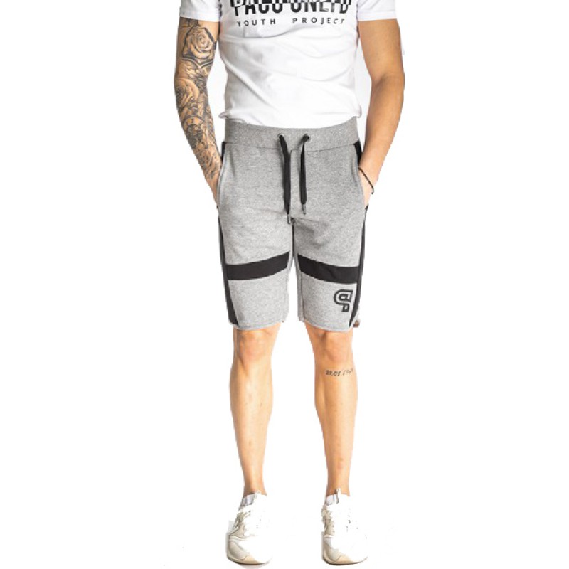 PACO&CO 213664 GREY Ανδρική Αθλητική βερμούδα με μαύρες λεπτομέρειες