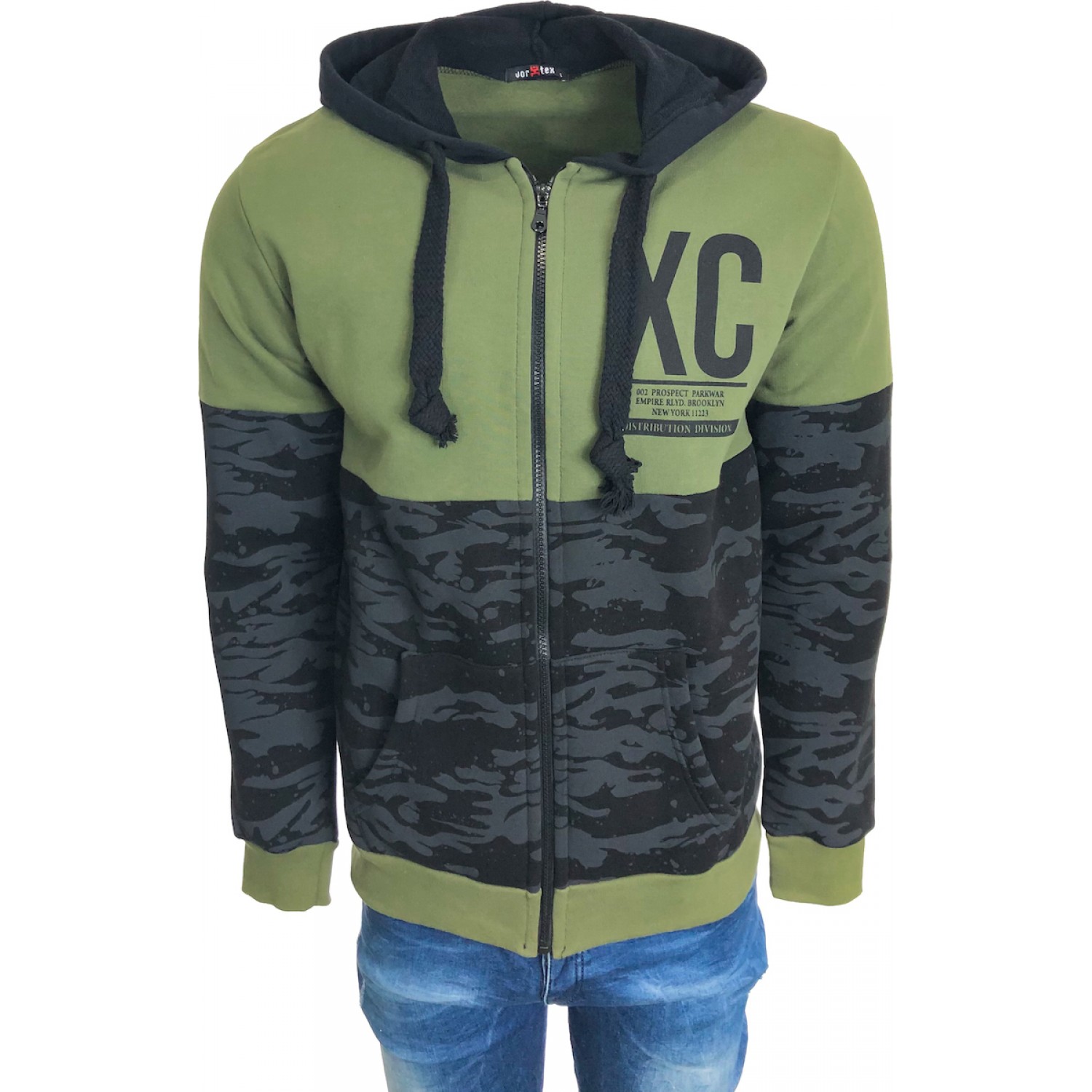 Ανδρική ζακετα με κουκούλα VORTEX 251 ΧΑΚΙ