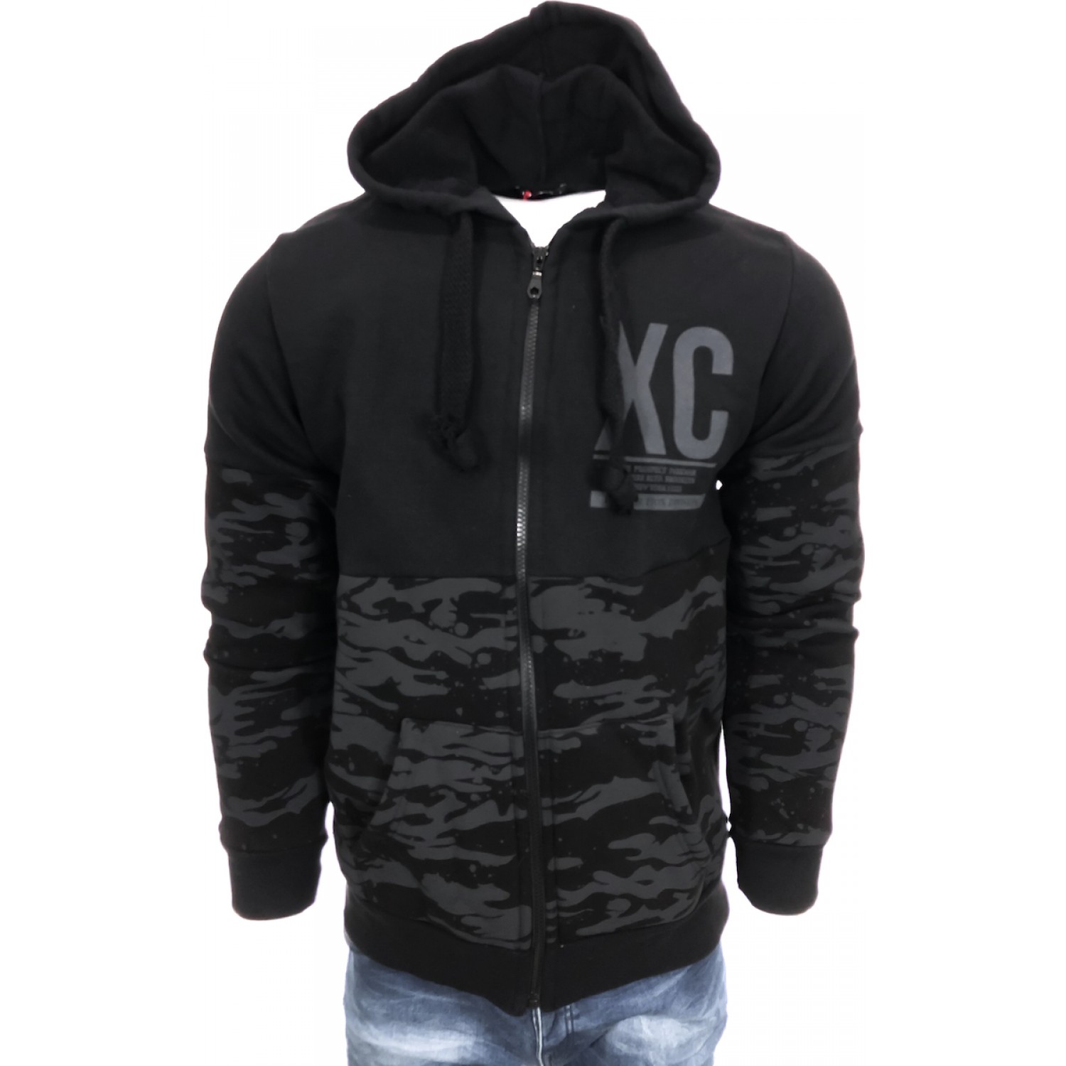 Ανδρική ζακετα φούτερ παραλαγης VORTEX 251 ΜΑΥΡΟ