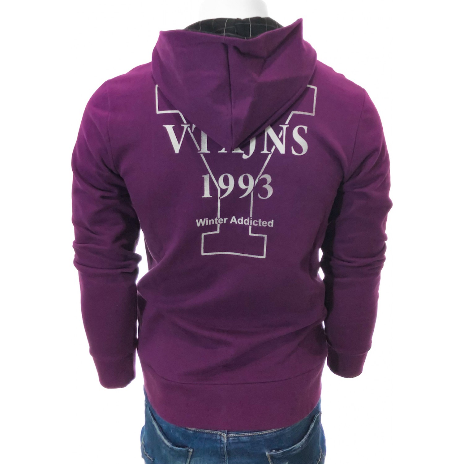 Life Style Butiken Ανδρική ζακετα φούτερ με κουκούλα με τύπωμα στην πλάτη 262 ΜΠΟΡΝΤΟ