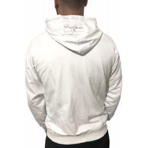 Ανδρική ζακετα λεπτή αχνουδιαστη με κουκούλα και σχέδια EDWARD 51003 ΛΕΥΚΗ