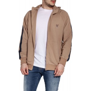 Tresor 2616 Ανδρική Φούτερ Ζακέτα με Κουκούλα και Τσέπες Μπεζ