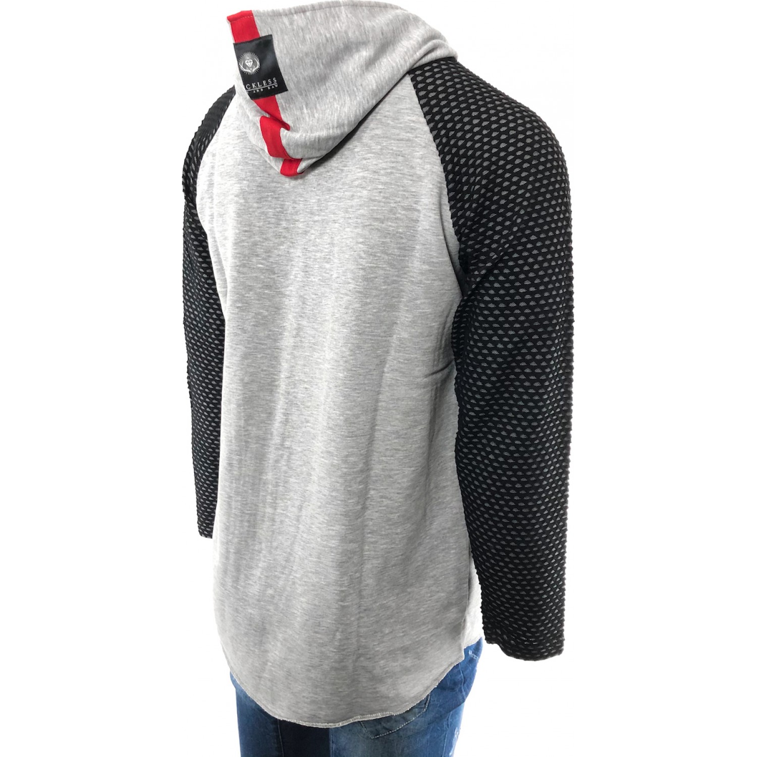 Reckless 18118 Ανδρική Φούτερ Ζακέτα με Κουκούλα και Τσέπες Γκρι