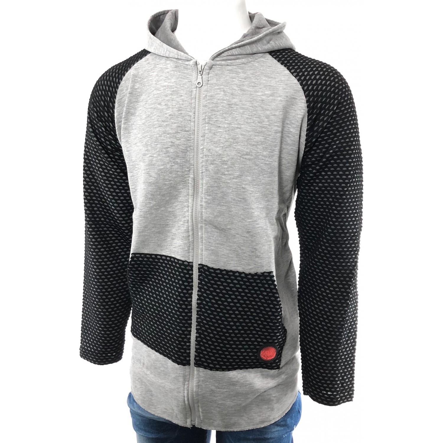 Reckless 18118 Ανδρική Φούτερ Ζακέτα με Κουκούλα και Τσέπες Γκρι