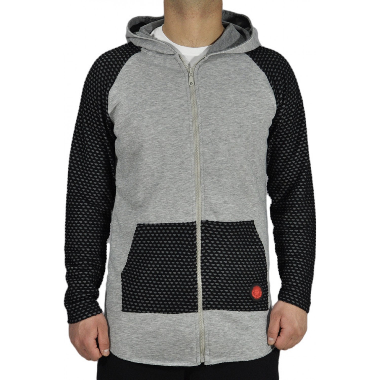 Reckless 18118 Ανδρική Φούτερ Ζακέτα με Κουκούλα και Τσέπες Γκρι