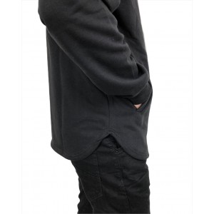 Life Style Butiken Ανδρική λεπτή ζακετα με κουκούλα και σχέδιο στην ραφή στο πλάι με φερμουάρ και κορδόνια LS1518 ΜΑΥΡΟ