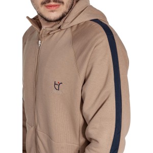 Tresor 2616 Ανδρική Φούτερ Ζακέτα με Κουκούλα και Τσέπες Μπεζ