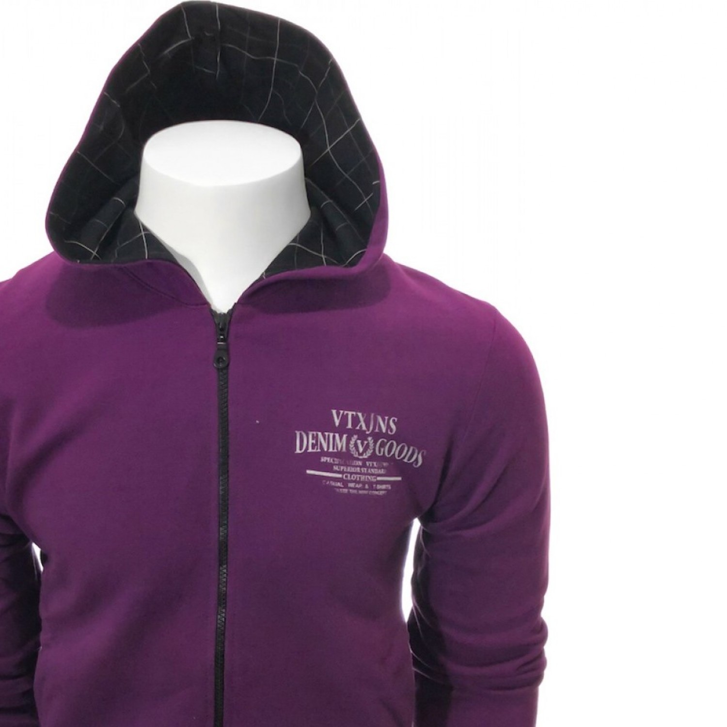 Life Style Butiken Ανδρική ζακετα φούτερ με κουκούλα με τύπωμα στην πλάτη 262 ΜΠΟΡΝΤΟ