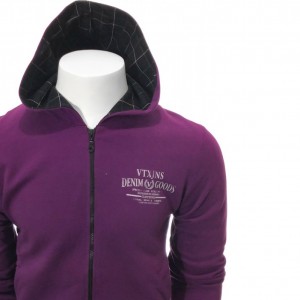 Life Style Butiken Ανδρική ζακετα φούτερ με κουκούλα με τύπωμα στην πλάτη 262 ΜΠΟΡΝΤΟ