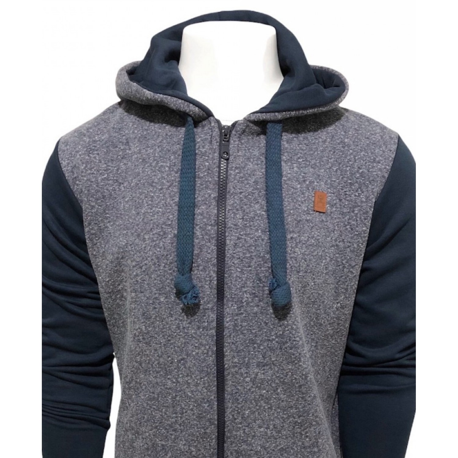 LIFE STYLE BUTIKEN Ανδρική μακροζακέτα φούτερ με κουκούλα LS154 ΜΠΛΕ