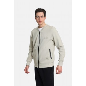 Paco&co 2431102 Εκρού Ανδρική Ανοιξιάτικη Ζακέτα Με Φερμουάρ Άνετη Εφαρμογή
