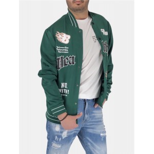 Ανδρική λεπτή ζακέτα μπέιζμπολ New Mentality DMJ65 Πράσινο