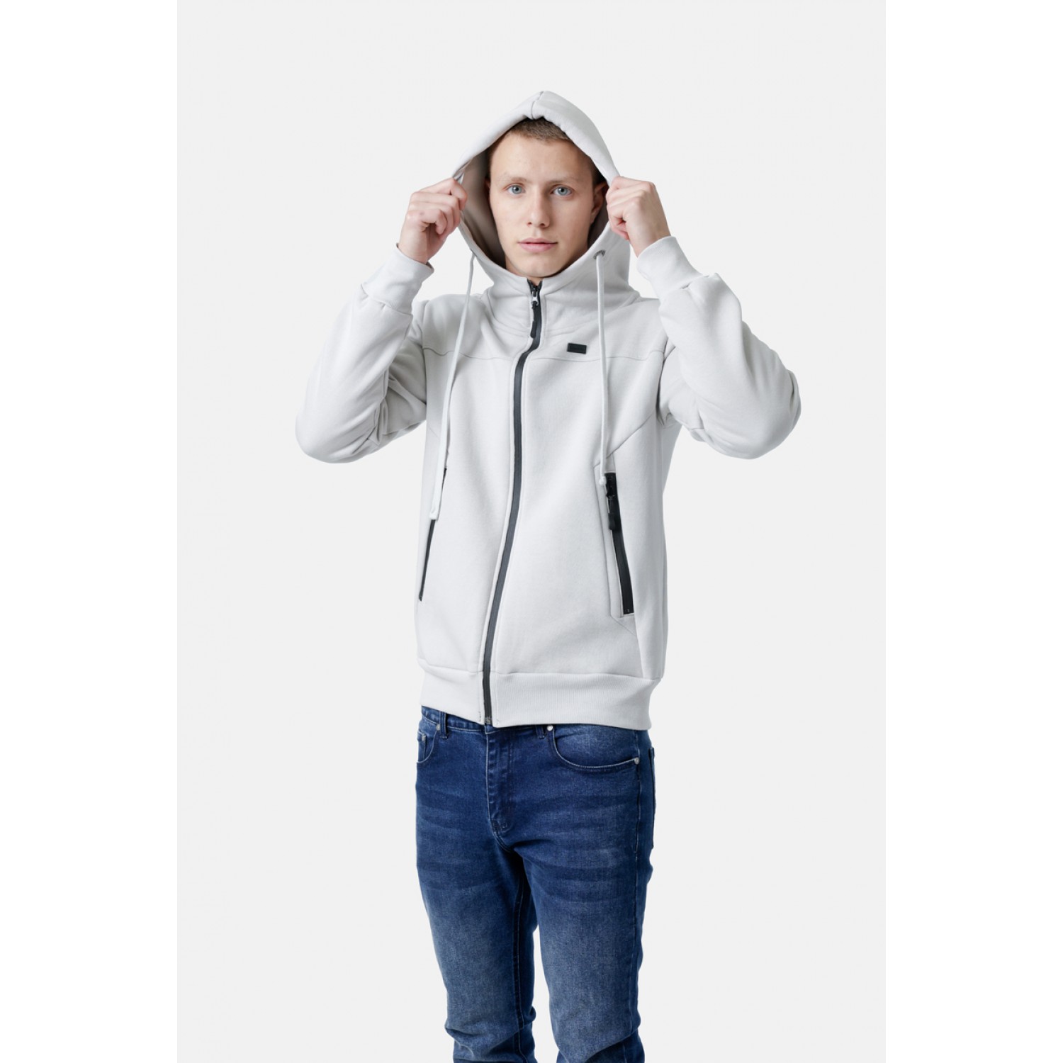 Life Style Butiken Ανδρική Ζακέτα Φούτερ με Κουκούλα LS12581101 Γκρι Πάγου