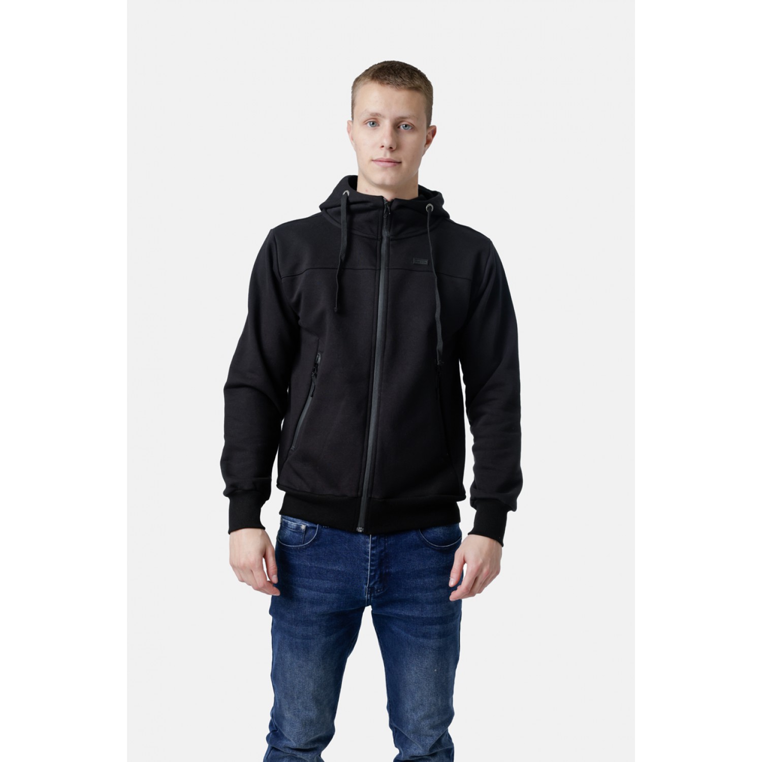 Life Style Butiken Ανδρική Ζακέτα Φούτερ με Κουκούλα LS12581101 Black