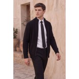 Life Style Butiken Ανδρική Πλεκτή Ζακέτα με Φερμουάρ & Μάλλινη Σύνθεση LS12683010 Μαύρο Κλασικό 4