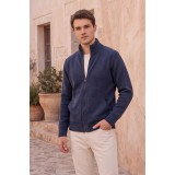 Life Style Butiken Ανδρική Πλεκτή Ζακέτα με Φερμουάρ & Μάλλινη Σύνθεση LS12683010 RAF (ΜΠΛΕ) 1