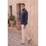 Life Style Butiken Ανδρική Πλεκτή Ζακέτα με Φερμουάρ & Μάλλινη Σύνθεση LS12683010 RAF (ΜΠΛΕ) 5