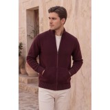 Life Style Butiken Ανδρική Πλεκτή Ζακέτα με Φερμουάρ & Μάλλινη Σύνθεση LS14783076 Burgundy 1