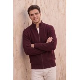 Life Style Butiken Ανδρική Πλεκτή Ζακέτα με Φερμουάρ & Μάλλινη Σύνθεση LS14783076 Burgundy 2