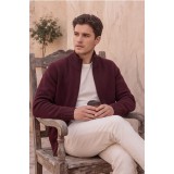 Life Style Butiken Ανδρική Πλεκτή Ζακέτα με Φερμουάρ & Μάλλινη Σύνθεση LS14783076 Burgundy 3