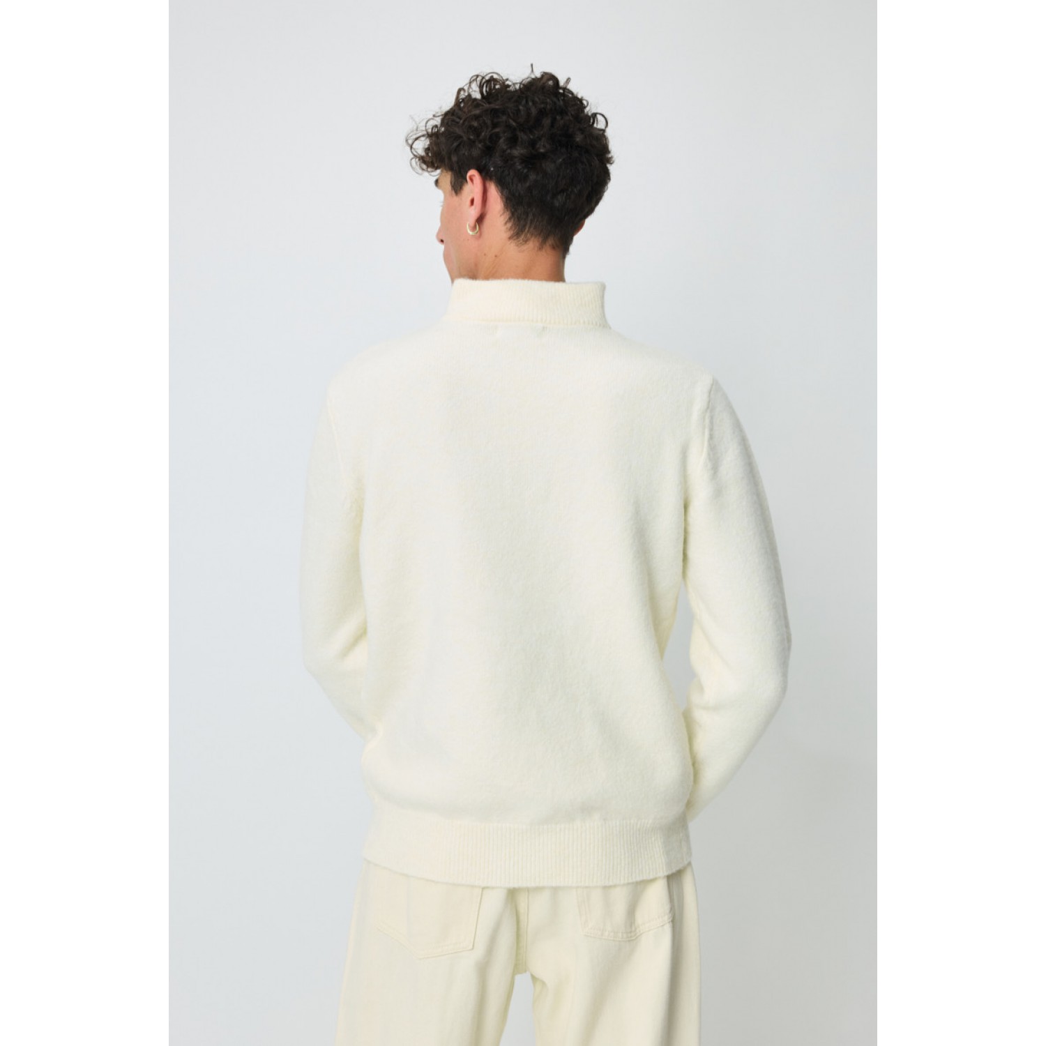 Life Style Butiken Ανδρική μακρυμανικη μπλούζα Πλεκτή με φερμουάρ στο λαιμό LS16509 Εκρού