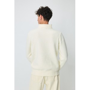 Life Style Butiken Ανδρική μακρυμανικη μπλούζα Πλεκτή με φερμουάρ στο λαιμό LS16509 Εκρού