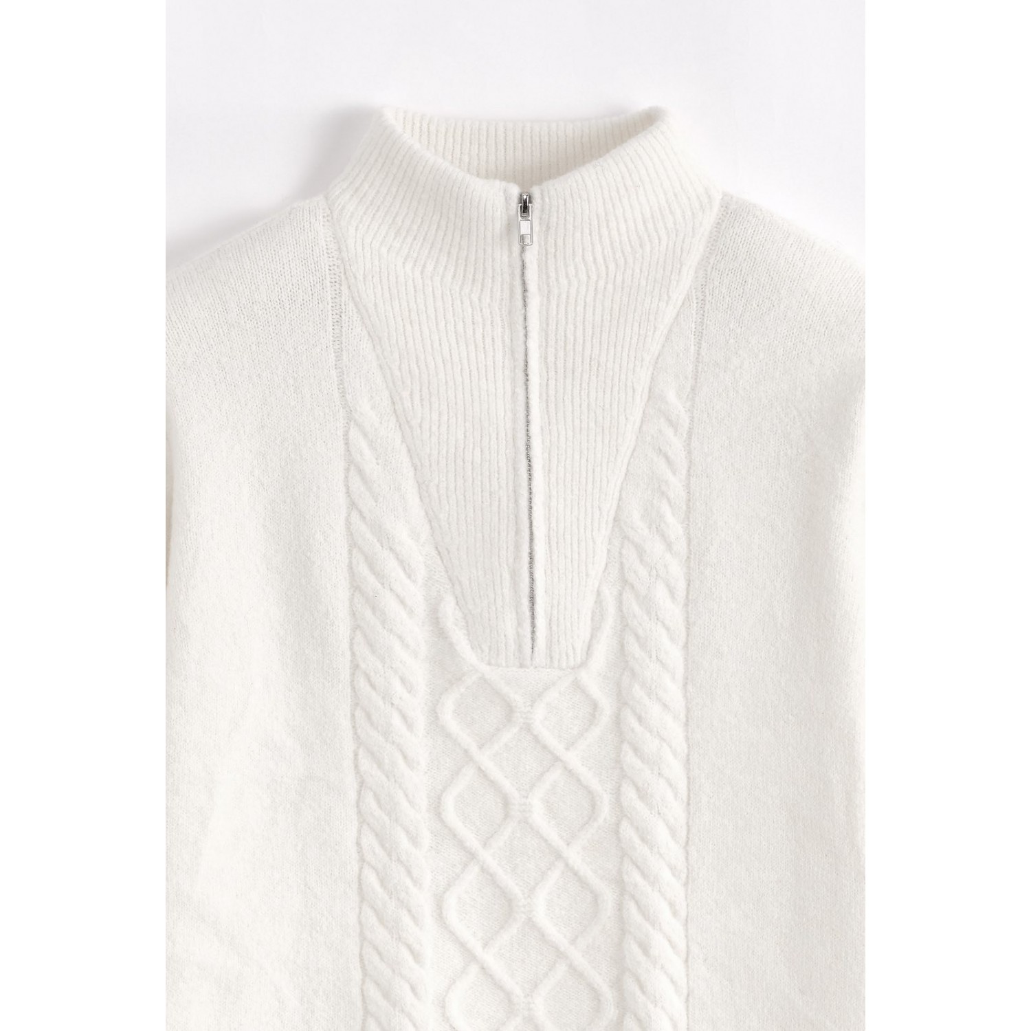 Life Style Butiken Ανδρική μακρυμανικη μπλούζα Πλεκτή με φερμουάρ στο λαιμό LS16509 Εκρού