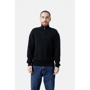 Life Style Butiken Ανδρική μακρυμανικη μπλούζα Πλεκτή με φερμουάρ στο λαιμό LS12598005 Black