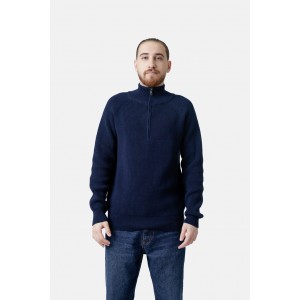 Life Style Butiken Ανδρική μακρυμανικη μπλούζα Πλεκτή με φερμουάρ στο λαιμό LS12598005 Navy