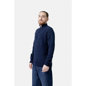 Life Style Butiken Ανδρική μακρυμανικη μπλούζα Πλεκτή με φερμουάρ στο λαιμό LS12598005 Navy