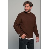 Life Style Butiken Ανδρικό Πουλόβερ Με Στρογγυλή Λαιμόκοψη LS11469 Καφέ 2