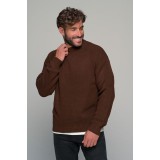 Life Style Butiken Ανδρικό Πουλόβερ Με Στρογγυλή Λαιμόκοψη LS11469 Καφέ 1