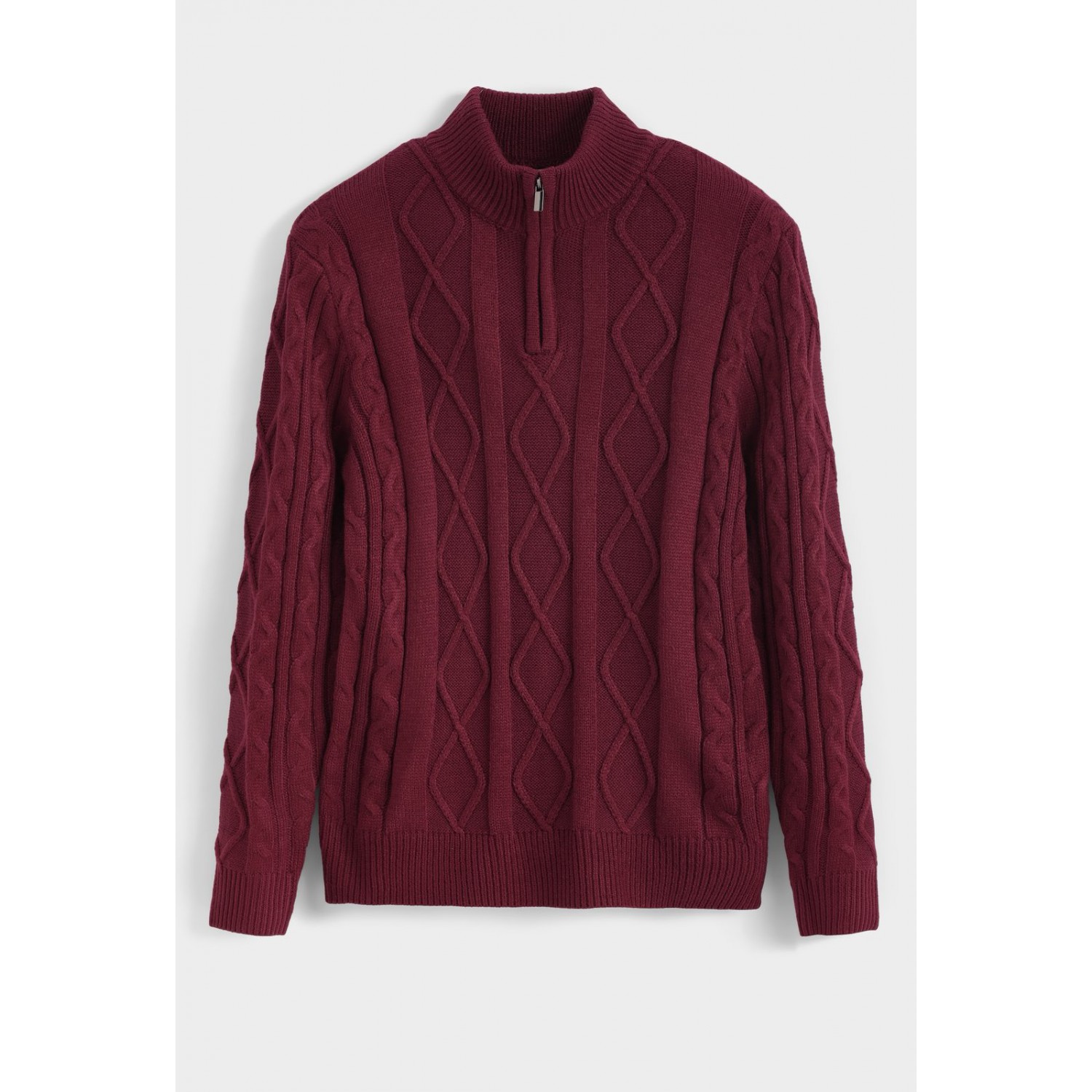 Life Style Butiken Ανδρική μακρυμανικη μπλούζα Πλεκτή με φερμουάρ στο λαιμό LS16856 Μπορντό