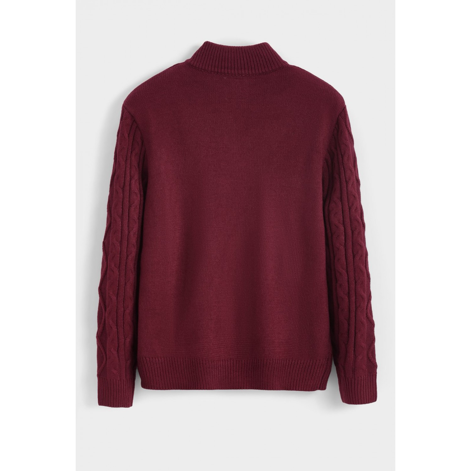 Life Style Butiken Ανδρική μακρυμανικη μπλούζα Πλεκτή με φερμουάρ στο λαιμό LS16856 Μπορντό