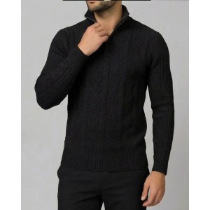 Life Style Butiken Ανδρική μακρυμανικη μπλούζα Πλεκτή με φερμουάρ και κουμπιά στο λαιμό LS199957 Black