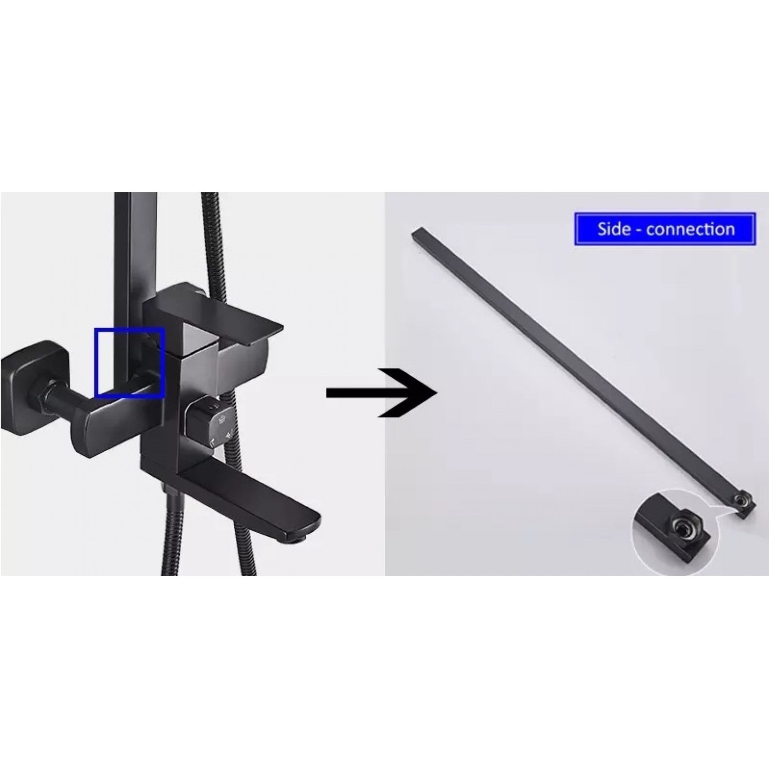 90cm Προέκταση στήλης ντουζ BR998 BLACK MAT