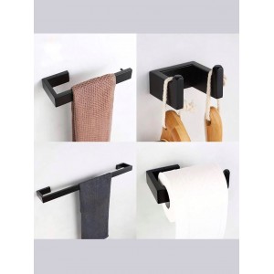 NARON Σετ πετσετοκρεμάστρες μπάνιου ανοξείδωτο ατσάλι 4τμχ NR-6050 BLACK MAT