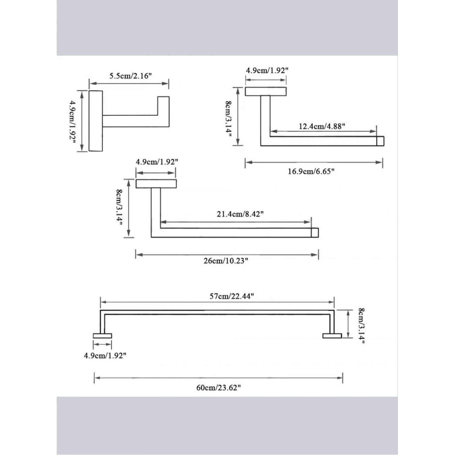 NARON Σετ πετσετοκρεμάστρες μπάνιου ανοξείδωτο ατσάλι 4τμχ NR-6040 POLISHED GOLD