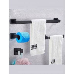 NARON Σετ πετσετοκρεμάστρες μπάνιου ανοξείδωτο ατσάλι 4τμχ NR-6040 BLACK MAT