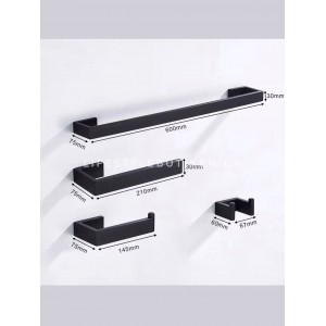 NARON Σετ πετσετοκρεμάστρες μπάνιου ανοξείδωτο ατσάλι 4τμχ NR-6050 BLACK MAT