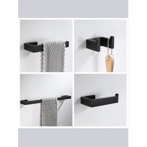 NARON Σετ πετσετοκρεμάστρες μπάνιου ανοξείδωτο ατσάλι 4τμχ NR-6050 BLACK MAT