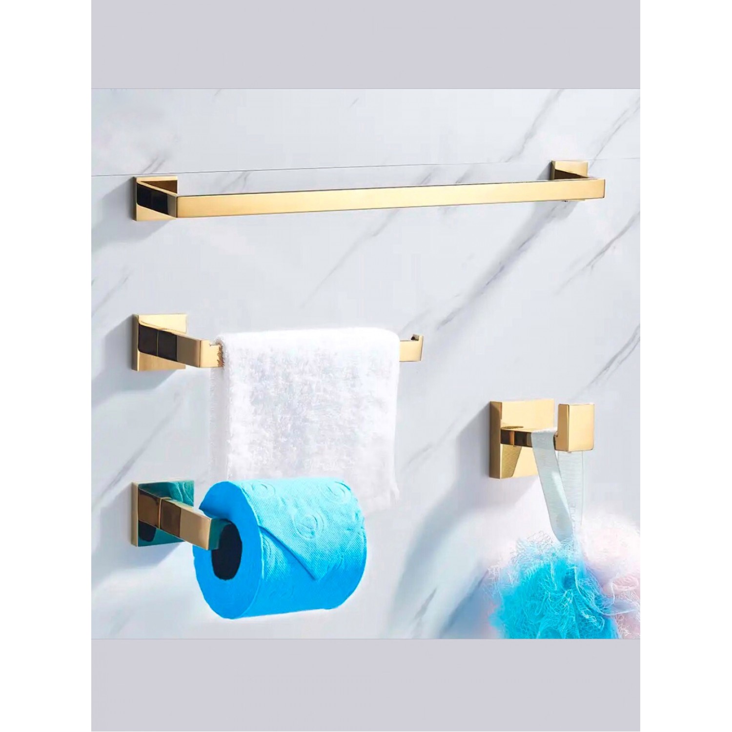 NARON Σετ πετσετοκρεμάστρες μπάνιου ανοξείδωτο ατσάλι 4τμχ NR-6040 POLISHED GOLD