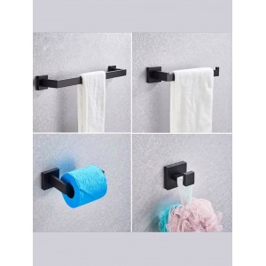 NARON Σετ πετσετοκρεμάστρες μπάνιου ανοξείδωτο ατσάλι 4τμχ NR-6040 BLACK MAT