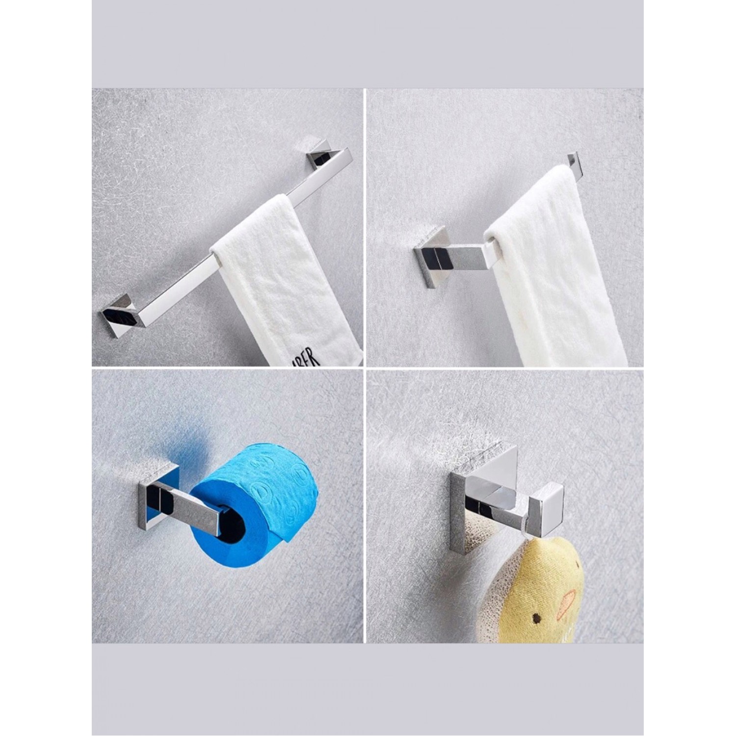 NARON Σετ πετσετοκρεμάστρες μπάνιου ανοξείδωτο ατσάλι 4τμχ NR-6040 CHROME