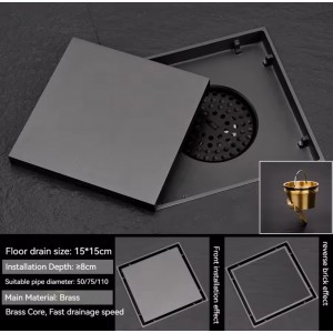 NARON Τετράγωνο σιφόνι μπάνιου 15εκ X 15εκ NR2010 Gun Grey