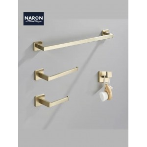 NARON Σετ πετσετοκρεμάστρες μπάνιου ανοξείδωτο ατσάλι 4τμχ NR-6044 Brushed Gold