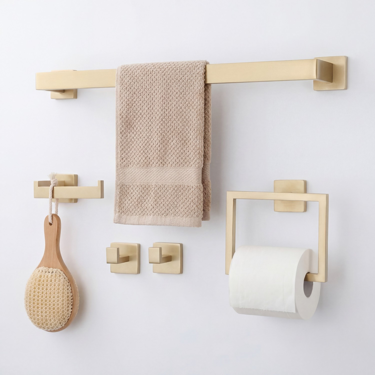 NARON Σετ πετσετοκρεμάστρες μπάνιου ανοξείδωτο ατσάλι 5τμχ NR6043 Brushed Gold