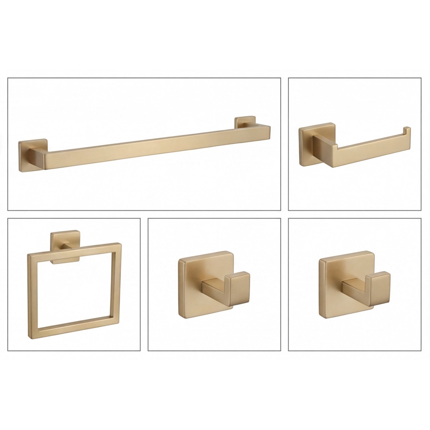 NARON Σετ πετσετοκρεμάστρες μπάνιου ανοξείδωτο ατσάλι 5τμχ NR6043 Brushed Gold