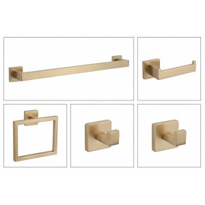 NARON Σετ πετσετοκρεμάστρες μπάνιου ανοξείδωτο ατσάλι 5τμχ NR6043 Brushed Gold