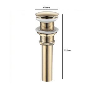 NARON Αυτόματη βαλβίδα νιπτήρα κλικ κλακ ορειχάλκινη χωρίς υπερχείλιση NR809010 Mat Gold